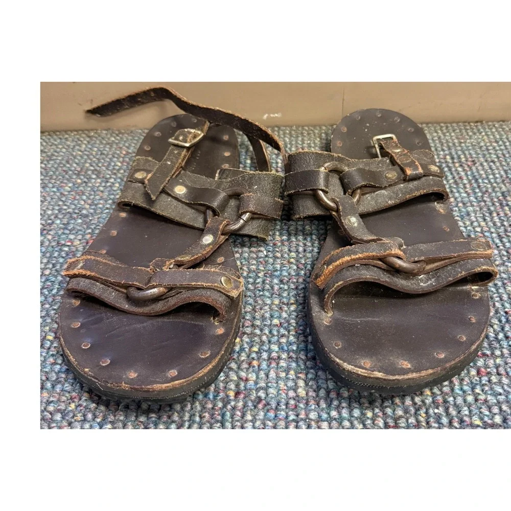 Als Attire San Francisco Handmade Leather Tire Tread Sandals Brown Mens 11/12